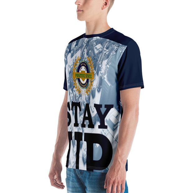 >Positive State Stay Up front, Blue Short sleeve Men's Designer t-shirt - positivestateapparel