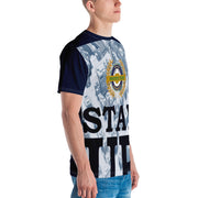 >Positive State Stay Up front, Blue Short sleeve Men's Designer t-shirt - positivestateapparel