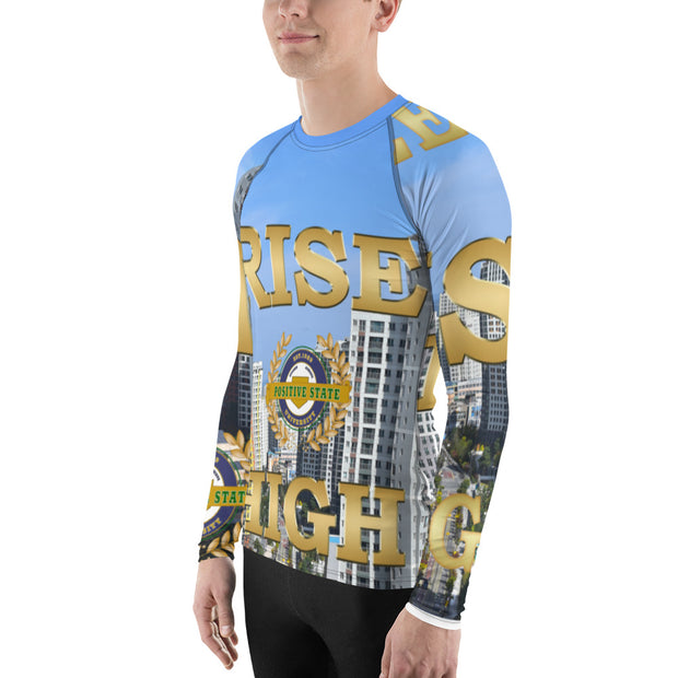 Positive State "Rise High" Men's designer Rash Guard shirt - positivestateapparel