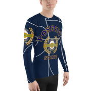 Positive State Men's Full  Letter Signature Logo Front,  2 side Logo, designer Rash Guard Shirt - positivestateapparel