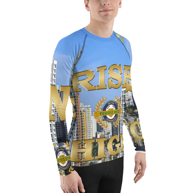 Positive State "Rise High" Men's designer Rash Guard shirt - positivestateapparel