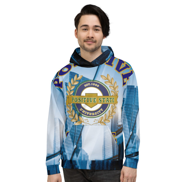 Positive State "Signature Logo Front, Big U logo back men’s Hoodie - positivestateapparel