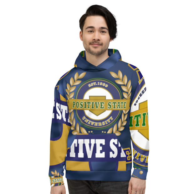 Positive State "Signature Logo Front, multi logo Unisex Hoodie - positivestateapparel