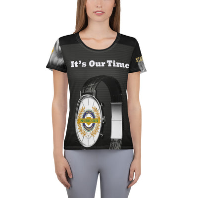 Positive State “It”s Our Time” Stay Strong” Women's Athletic Designer T-shirt - positivestateapparel
