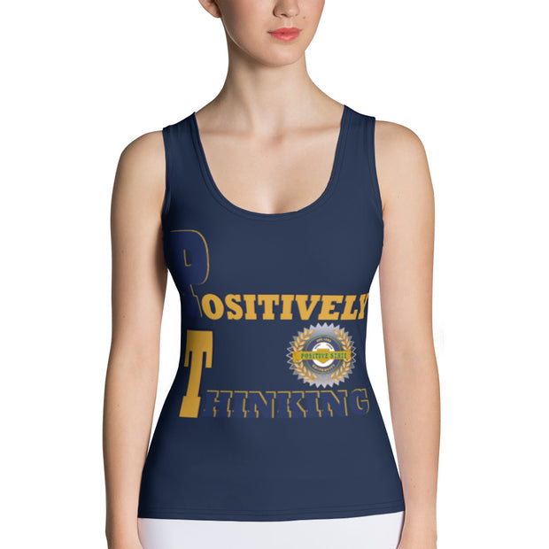 Positive State "Positively Thinking" Women's Navy Designer Tank Top shirt - positivestateapparel