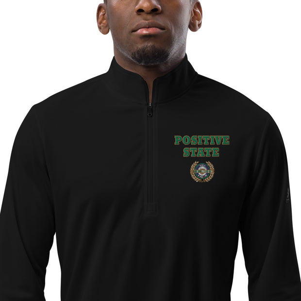 Positive State "Green Letter Signature Logo" Quarter zip pullover - positivestateapparel