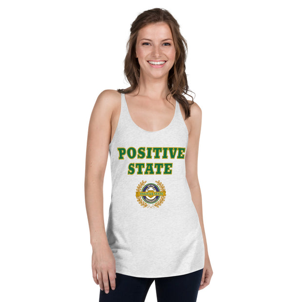 Positive State "Green Letter Signature Logo" Women's Racerback Tank - positivestateapparel